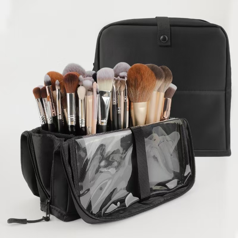 Beauty Makeup Background - Large Black Foldable Makeup Bag 14-40