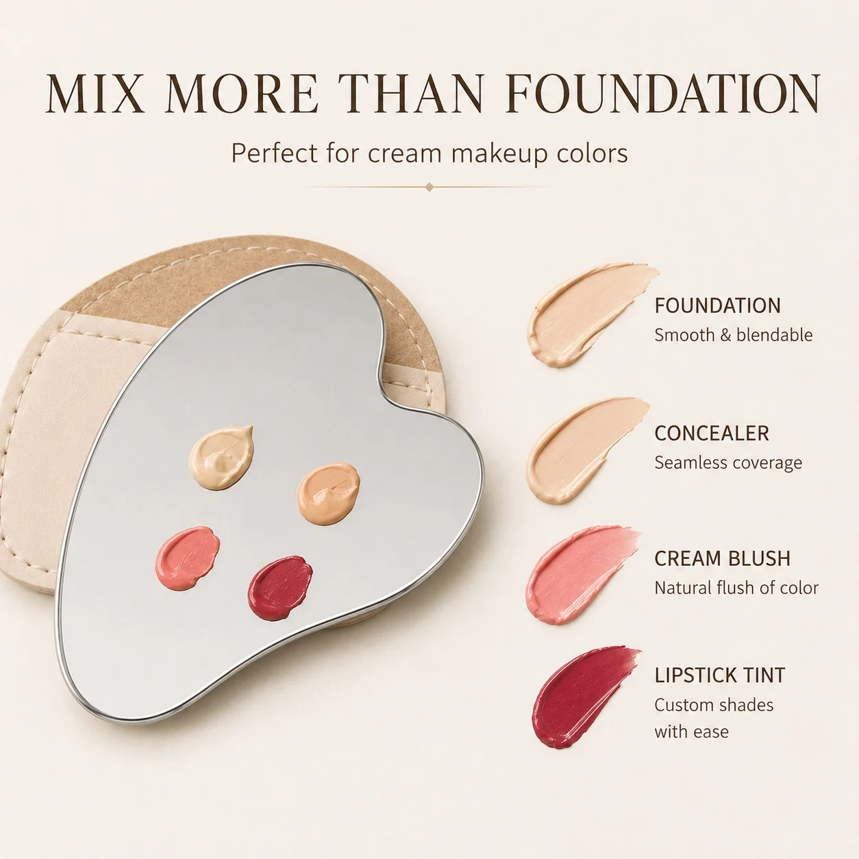 Beauty Makeup Tool - Heart Shaped Stainless Steel Makeup Mixing
