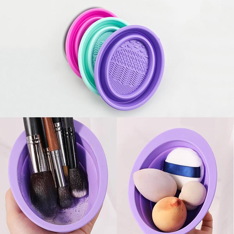 Beauty Makeup Background - Soft Silicone Makeup Brush Cleaner Folding