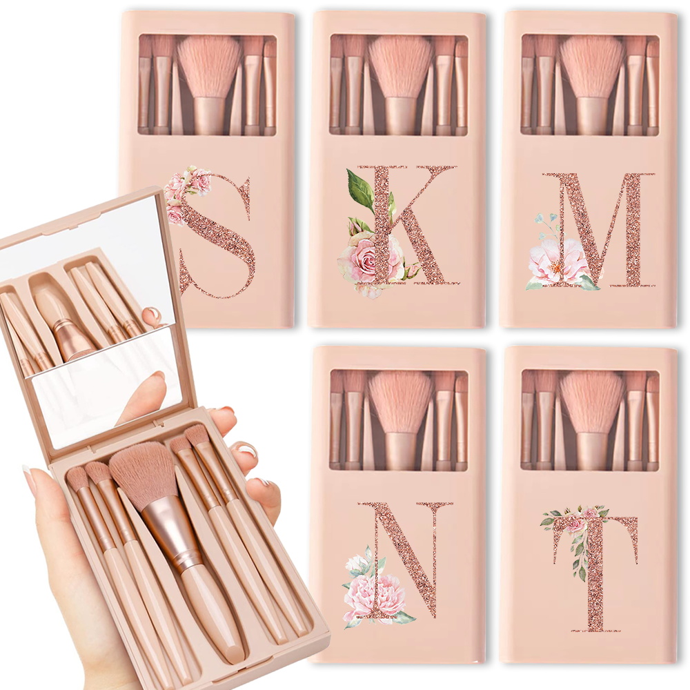 Beauty Makeup Background - 5pcs Cosmetic Brush Kit With Mirror