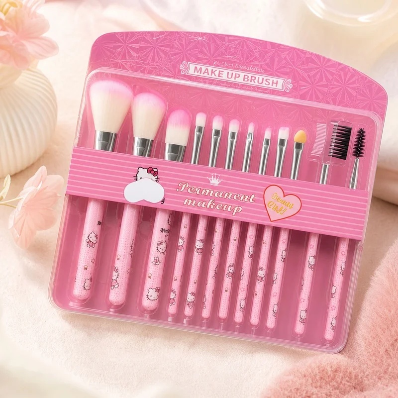 Hello Kitty 12-piece Makeup Br - đánh giá và giá Beauty Makeup Background